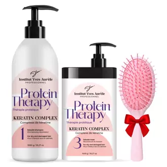 IŠSKIRTINIO DYDŽIO PROTEINŲ TERAPIJOS RINKINYS (2x1000g) + DOVANA (plaukų šepetys)